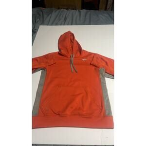 Nike Therma-Fit Hoodie Mens Orange Gray Pullover Sweatshirt